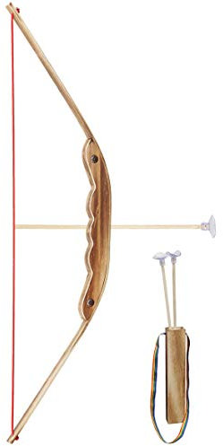 GERILEO Arc en Bois et Bambou Jouet avec Porte-flèches pour garçon et Fille – Jouet pour entraîner au tir (Arc avec 2 flèches)