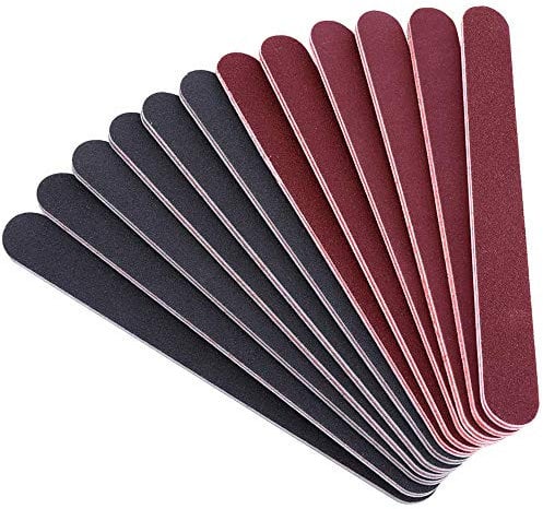 12 Pieces Pack Professional Nail File Set Dual Sided 100/180 Grit Emery Board Manicure Tools for Nail Grooming and Styling Fingernail Buffering Files for Home and Salon Use