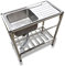 Fregadero De Cocina Comercial Fregadero Individual Independiente De Acero Inoxidable Con Banco De Trabajo, Apto Para Restaurante, Lavandería, Bar, Casas De Alquiler, 76x41x77cm