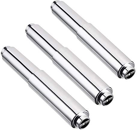 3Pcs Plastic Toilet Paper Holder Roller Toilet Roll Tissue Holder Rod Replacement Spring Loaded, Silver
