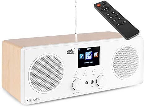 Audizio Bari WiFi Internet DAB Digital Radio Speaker - Compact Internet Radio Tuner with Bluetooth, Alarm Clock, Remote Control DAB Internet Radio Receiver - White