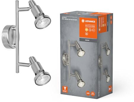 LEDVANCE LED Foco, foco 1 llama de calidad fabricado en aluminio, apto para paredes y techos interiores, fuente de luz GU10 reemplazable incluida, blanco cálido (2700K), 3W, LED SPOT GU10 1x3W