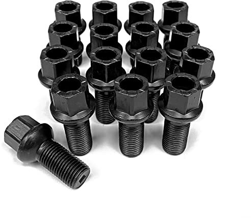 BITS4REASONS - NEW MODEL E TECH COMPATIBLE WITH VW AUDI SEAT SKODA BENTLEY O/E QUALITY WHEEL BOLT SET (16PCS) M14 x 1.5 x 28 17X R13 -BLACK