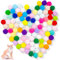 Saijer Katze Pompom,100 Stück Katze Spielzeug Bälle 3CM Flauschigen Elastischer Ball Katze Bälle Buntes Katzenplüsch Elastischer Kauen Ball Katze Interactive Spielzeug für Haustier Katzen Hunde