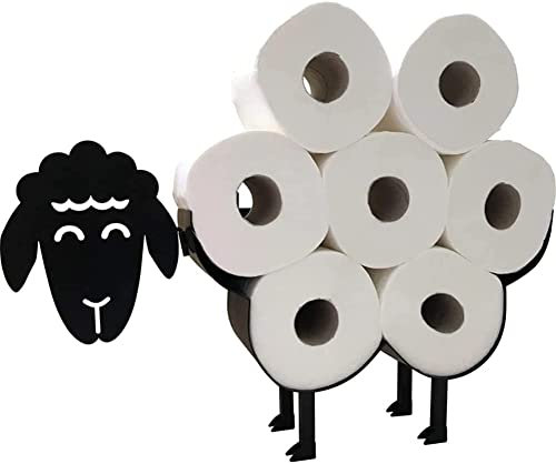 Marita Support de papier toilette en forme de mouton en métal noir pour 7 rouleaux