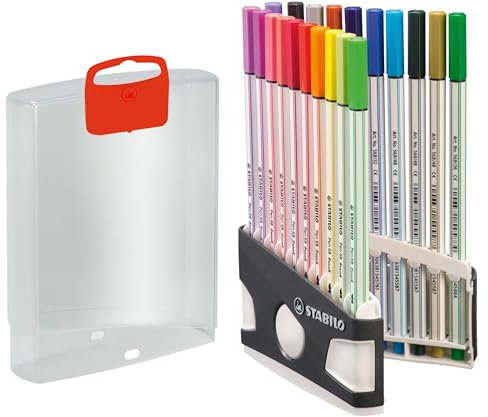 STABILO - Premium-Filzstift mit Pinselspitze für variable Strichstärken - Pen 68 brush ColorParade - ARTY - 20er Tischset - 20