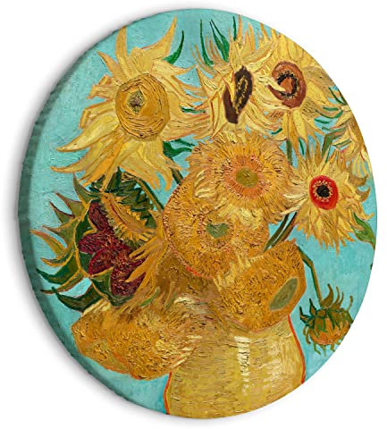 murando - runde Bilder Vincent van Gogh 40x40 cm Leinwandbild 1 tlg Kunstdruck modern Wandbilder XXL Wanddekoration Design Wand Bild Vase mit Sonnenblumen Natur l-G-10013-bc-a