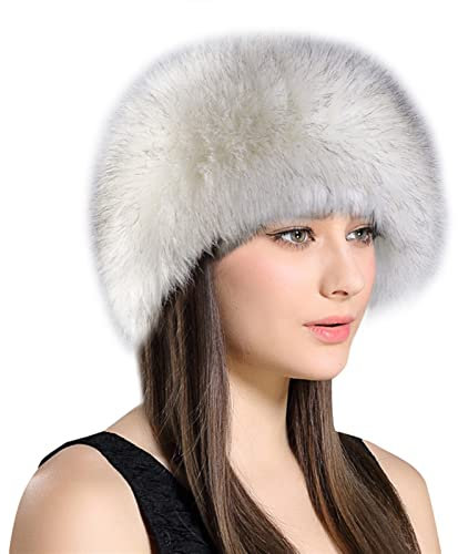 Lifup Damen Fellimitat Hut Cossack Russische Mütze Kosakenmütze für Reisen, Skifahren, Wandern Weiß Schwarz