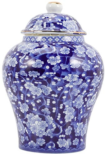 Cabilock Chinesische Teedose Keramik Teekanister Vintage Blau Weiß Porzellan Aufbewahrungsdose Chinesischer Stil Keramikdose Mit Deckel Vorratsdosen Tee Jar für Lose Tee 1300ml B