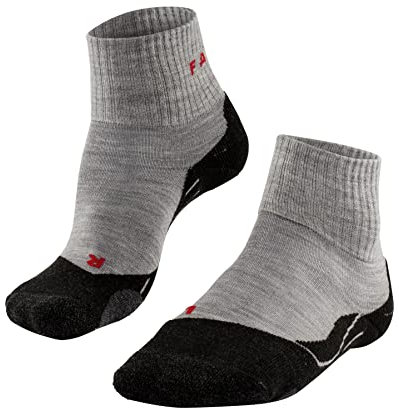 FALKE Damen Wandersocken TK2 Explore Short W Sso Wolle Funktionsmaterial antiblasen dick 1 Paar, Grau Light Grey 3403, 35-36