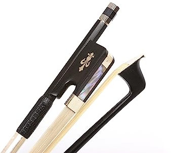 Viola Bogen 4/4 Größe Kohlefaser Stick Ebenholz Frosch Naturweiß Pferdehaar Inlay Fleur-de-lis gut balance (pattern2)
