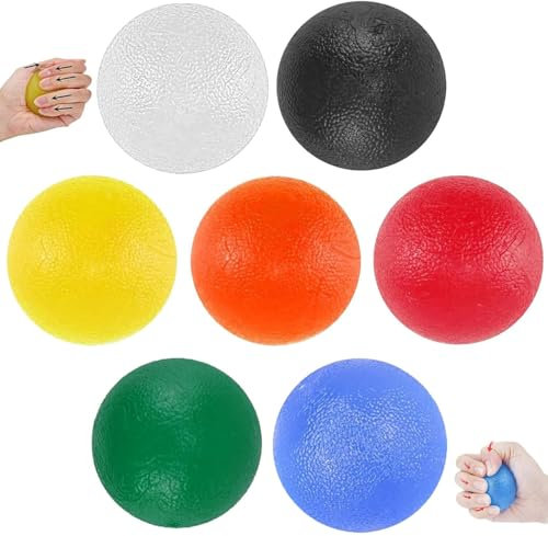 7 Stück Fingertrainer Ball, Hand Therapie Bälle mit Unterschiedlichen Härtegrad, Eiförmige Griffbälle, Anti Stress Ball Stressball, Hand-Übungsbälle zum Handgelenk Arthrose Training Stress zu Lindern