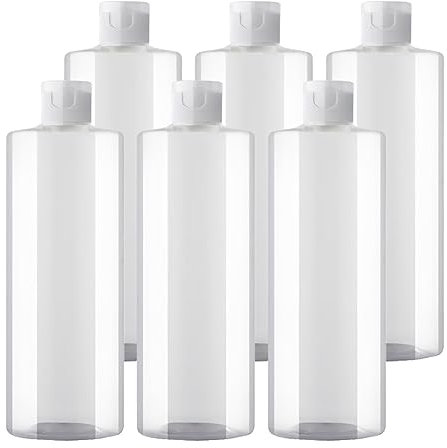 BPZXL 6 pièces 500ml Transparent flacons vides en plastique avec Bouchon à Charnière Transparent Bouteilles Pour Cosmétique Savon Gel Huile essentielle Lotion le shampooing