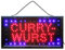 Ucult Currywurst LED Schild Wurstverkauf Leuchtreklame Imbiss Kiosk Wurstbude Werbeschild für Schaufenster Leuchtschild Laden Geschäft Deko Beleuchtung