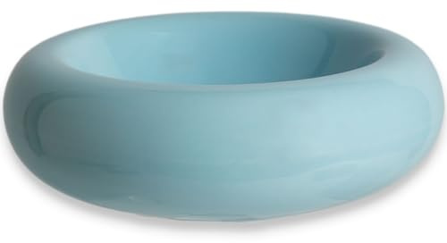 KTLECL Ceramic Cat Food Bowl, Shallow Cat Bowl for Dry & Wet Food with Anti-Spill & Anti-Slip Design, Perfect for Indoor Cats(Blue)