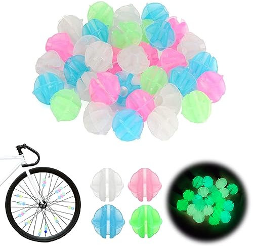 ChAusa 144 Stück Fahrrad Speichenklicker,Kinderfahrrad Zubehör Speichenclips,Speichenklicker,Rad Speichen Korn leuchtender Plastik Clip,Bunten Fahrradspeichen Dekorationen für Fahrräder