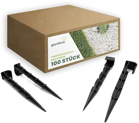 Gardivo 100 Stück Gartenschlauch Erdanker Ø20 Befestigungsanker für Tropfschlauch Perlschlauch Steckgabel