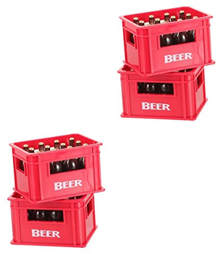 ibasenice 4 Sätze Puppenhaus Spielzeug Trinkflasche Miniatur Küchenzubehör Für Puppenstuben Puppenhaus-getränke Kleiner Weinkorb Mini-kisten Puppenhaus Essen Spielen Plastik Getränkekiste