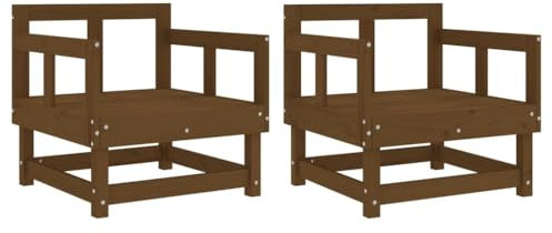 vidaXL Gartenstuhl 2 STK., Modular Gartenmöbel Lounge, Holzstuhl Stuhl für Garten Terrasse Balkon, Gartensessel Balkonstuhl, Honigbraun Massivholz Kiefer