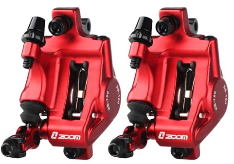 ZOOM Hydraulische Scheibenbremssättel: HB-100 MTB Bike Scheibenbremsen vorne & hinten Bremssattel Set für Mountainbike, Rennrad und E-Bike - Rot