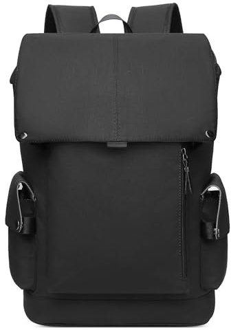 POSSOBAG Retro Rucksack Herren Wasserdicht Mode Groß Kapazität Schultasche 15,6 Zoll Laptop-Rucksack Lässiger Leichter College Daypack für Männer Reisen Business Arbeit Wandern Camping Schwarz