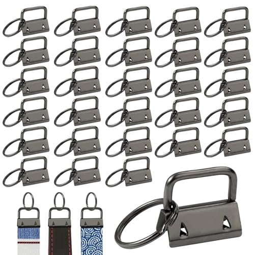 60 Stück Schlüsselband Rohlinge 25mm Wristlet Hardware Klemmschließeanhänger Schlüsselanhänger Schnallen Klemmverschluss Schlüsselanhänger Hardware Anhänger Armband Hardware mit Schlüsselring(Schwarz)