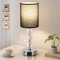 Aooshine Touch Table Lamp, Crystal Black Bedside Lamps with 3 Way Dimmable, Small Table Lamp with USB C+A Charging Ports, Bedroom Lamps with Fabric Shade for Living Room (LED Bulb Included)