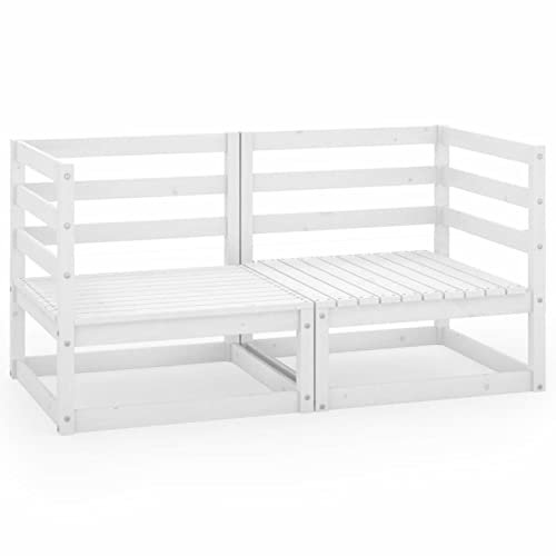 Homgoday Gartensofa, 2-Sitzer, Weiß, Massivholz, Pinosofa, Außenbereich, Paletten, Holz