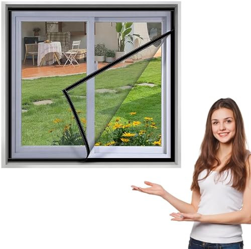 80x120cm Insektenschutz Fliegengitter Fenster Fliegenschutzgitter Mückengitter ohne Bohren und Schrauben