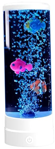 SWEETBIUTI Bubble Fish Lamp - Color Changing Fish Tank Sensory USB & Battery Powered Mood Lamp with Remote Control for Desk Office Home Decor
