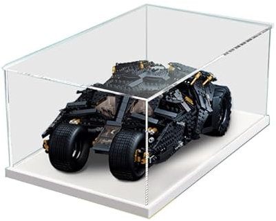 HCAEIOFJ Clear Acrylic Display Case for LegoDCBatman 76240 Applicable for Batmobile Tumbler Display Box Gift(Display Case Only) (White Bottom)