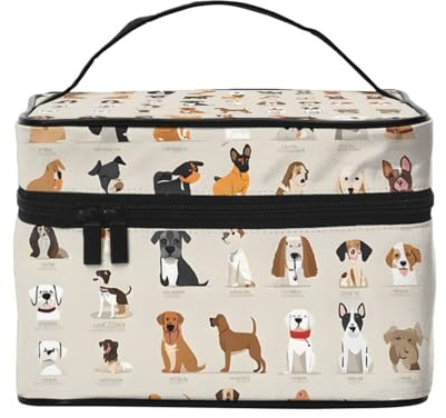 ESNAIUVCD Kulturbeutel mit Hundemotiv, groß, Kosmetiktasche, Reise-Make-up-Tasche, Organizer für Damen, Schwarz , Einheitsgröße, Kosmetikkoffer