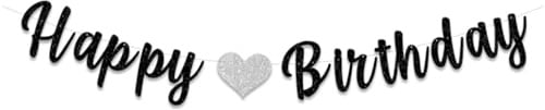 Happy Birthday Banner Schwarz Silber