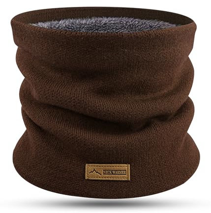 FORVEVO Winter Halsschlauch Herren, Halswärmer Halstuch, Fleece Schal Schlauchtuch für Herren Gamaschenmaske, Winddichte Kreisschlaufenschals（Braun）