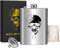 8oz/237ml Flasques en Acier Inoxydable avec Entonnoirs, Carte de Voeux et une Boîte Cadeau, Motif de Crâne Noir, Cadeau pour Flasques en Plein Air, Pour Camping, Randonnée, Activités de Plein Air