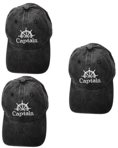 WRITWAA 3 Pz Berretto della Marina Berretto da Strillone Cappello da Marinaio Cappello con Ricamo Cappello Vintage Cappellino da Baseball Cappelli Sportivi da Uomo Cotone Black
