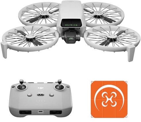 DJI Flip mit Vielseitiges Zubehör, Drohne mit Kamera 4k Erwachsene, Mini Drohne mit Kamera, < 249 g, Drohne Follow Me Funktion, 13 km Videoübertragung, Handstart, autom. Rückkehr, 31 min Flugzeit