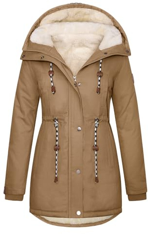 Xnova Abrigos Parka Mujer de Forro Polar Invierno Térmica | Cálido Chaquetas con Capucha de Pelo Sintetico Largo de Algodón Chaquetón Abrigo Perfecto para Actividades al Aire Libre