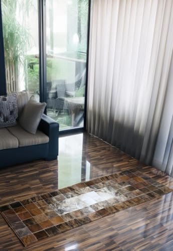 Hollert Kuhfell Teppich Modell 3 Läufer handgefertigt Kurzflor Unikat 160x60 cm