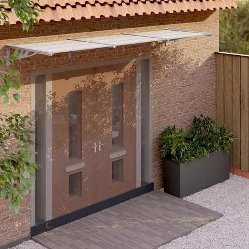 Item-Door Canopy Gris y Transparente 358,5 x 90 cm Policarbonato, Césped y Jardín, Vida al aire libre, Toldos de Ventana y Puerta