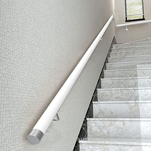 QYMYOZ Kit corrimano in Legno per ringhiera Scale, corrimano Antiscivolo da Parete per ristrutturazione Scale, Bianco, 4 Metri