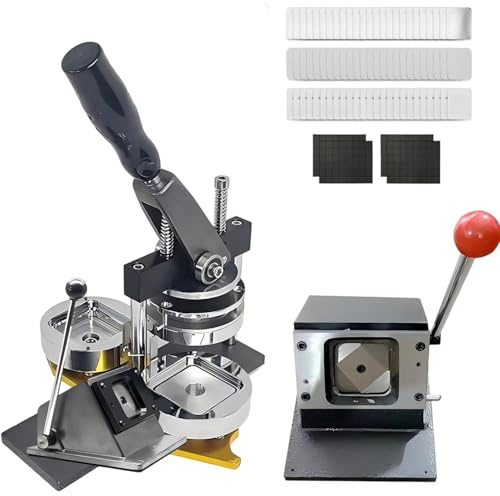 Fotomagnet Maschine, DIY KüHlschrankmagnete Pin Maker Mit 100 Sets Verbrauchsmaterialien + Papierschneidemaschine,KüHlschrank Maschine 50 X50 Mm Bausatz Zur Herstellung Quadratischer