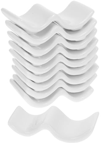 CAXUSD Set di 10 Poggia Posate da Tavola in Ceramica Bianca, Poggia Posate Eleganti per Cucchiaio e Bacchette, per Cucina e Feste