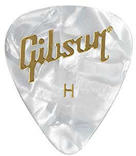 Gibson Pearloid White Picks, 12 Pack, Heavy