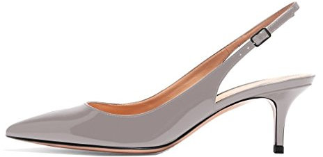 Soireelady Klassische Damen Pumps,65mm Lack Party Schuhe,Kitten Absatzschuhe Abendschuhe Grau EU35