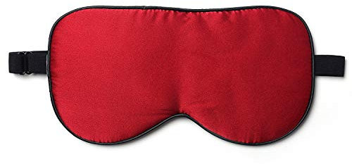 ZIMASILK 100% Seide Schlafbrille leicht - verstellbare Augenbinde für Reise und Zuhause Schlafen - Reine Maulbeerseide Atmungsaktiv Augenmaske mit Samtbeutel(Rot)