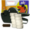 Preisauszeichner Set Jolly C8 inkl. 10 Rollen 26x12 Preisetiketten - weiss permanent + 1 Farbrolle | Aufdruck: mindestens haltbar bis | HUTNER