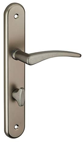 THIRARD - Ensemble de Poignées pour Salle de Bain et Toilette Vesta - Aluminium - Condamnation - Carré 7 mm - Entr'Axes 195 mm - Finition Nickelé Satiné - Gris