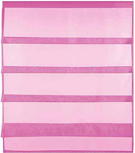 Transparente Bistrogardine Raffoptik mit Stangendurchzug in Voile, schlicht und modern in vielen erhältlich (100 x 110 cm/pink - Fuchsia)