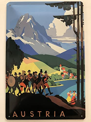 Blechschild 20x30cm gewölbt Austria Urlaub Österreich Alpen Schild